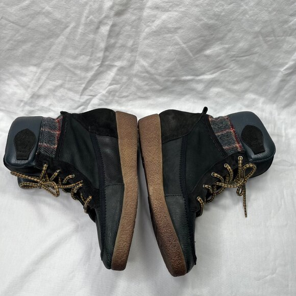 coolway Black Leather Plaid trim Lace Up Ankle Boots US 7 - Picture 9 of 14